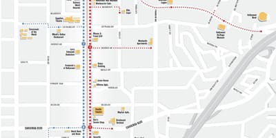 Atracciones de Hollywood mapa